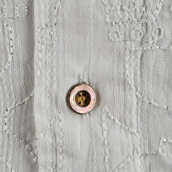 Avirex White Embroidered Button Up Shirt Large Long Sleeve Men Cotton Blend - Picture 5 of 16